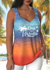 Multi Color Tie Ombre Sleeveless V Neck Tank Top | thumb picture 