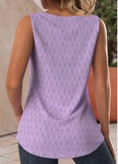 Purple Textured Fabric Sleeveless Square Neck Tank Top | thumb picture 