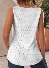 White Textured Fabric Sleeveless Square Neck Tank Top | thumb picture 