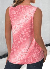 Pink Lace Tribal Print Sleeveless Round Neck Tank Top | thumb picture 