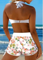 Patchwork Floral Print White Bikini Set | thumb picture 