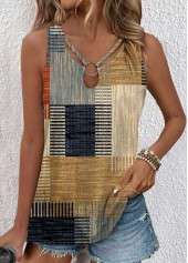 Multi Color Cut Out Geometric Print Sleeveless Tank Top | thumb picture 