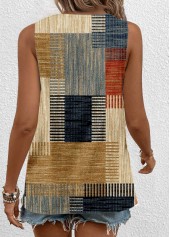 Multi Color Cut Out Geometric Print Sleeveless Tank Top | thumb picture 