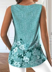 Mint Green Button Floral Print Sleeveless Tank Top | thumb picture 