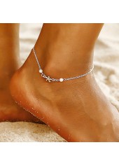 Round Pearl Design Silvery White Alloy Anklet