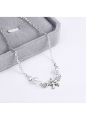 Round Pearl Design Silvery White Alloy Anklet | thumb picture 
