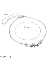 Round Pearl Design Silvery White Alloy Anklet | thumb picture 
