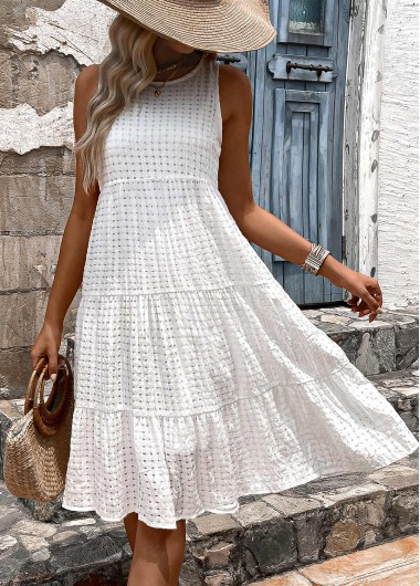 women clothes image of White Breathable Sleeveless Round Neck Dress