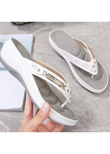 women clothes image of White Open Toe Low Heel Flip Flops