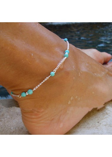women clothes image of Mint Green Turquoise Beaded Alloy Anklet