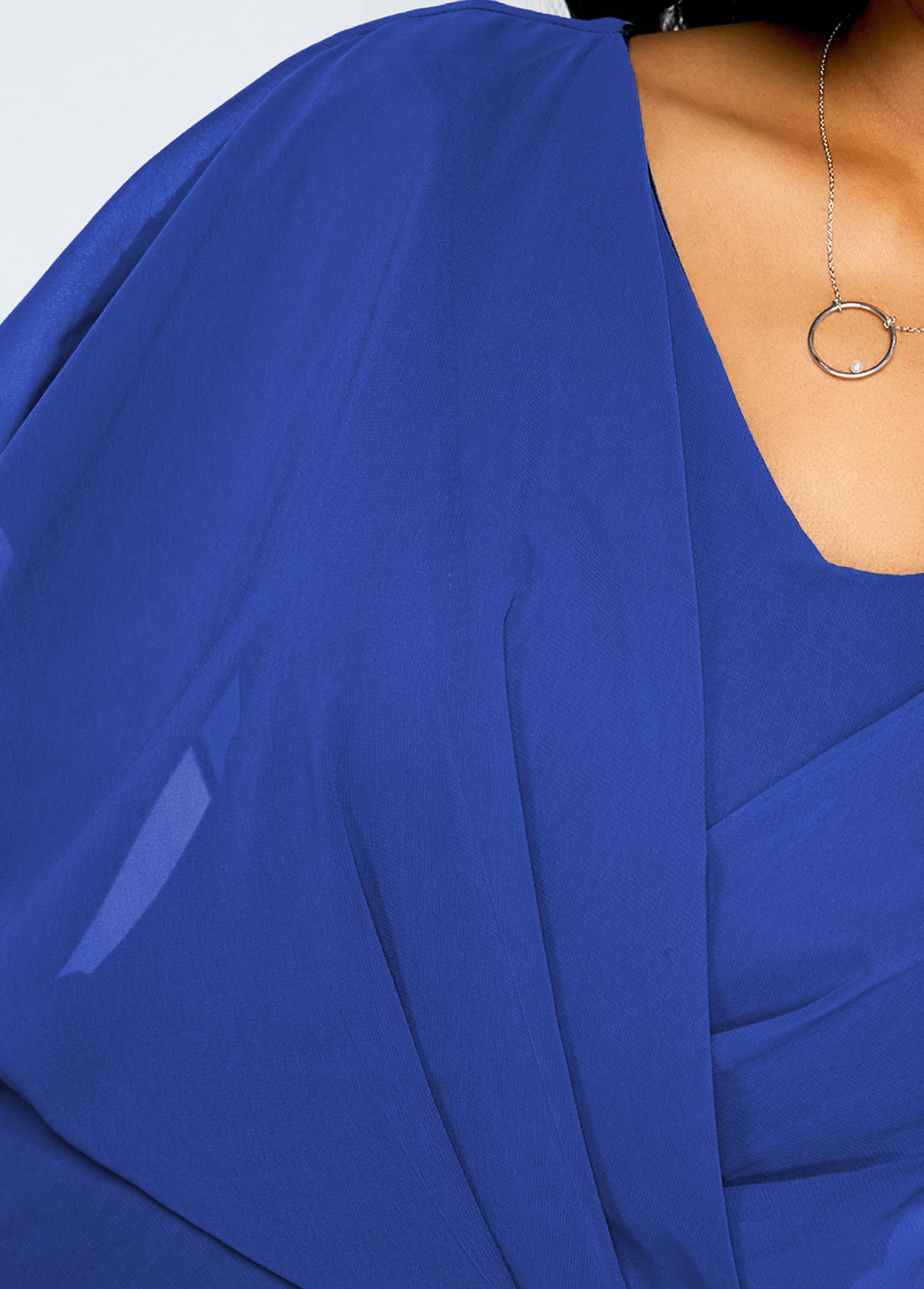 Dusty Blue Short Sleeve V Neck Dress