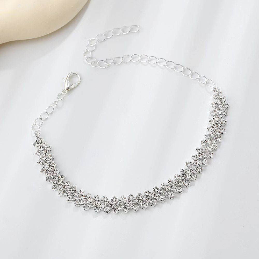 Shinning Rhinestone Silvery White Alloy Anklet | picture 
