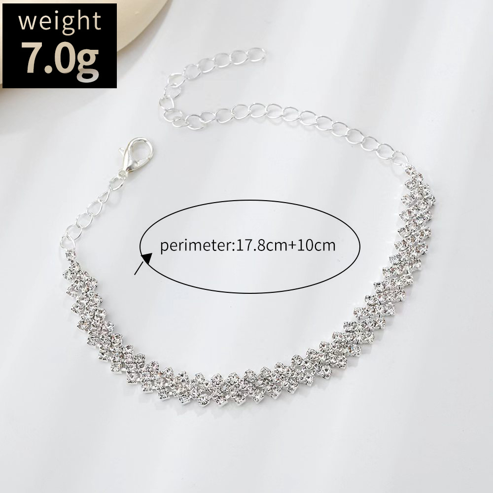 Shinning Rhinestone Silvery White Alloy Anklet | picture 