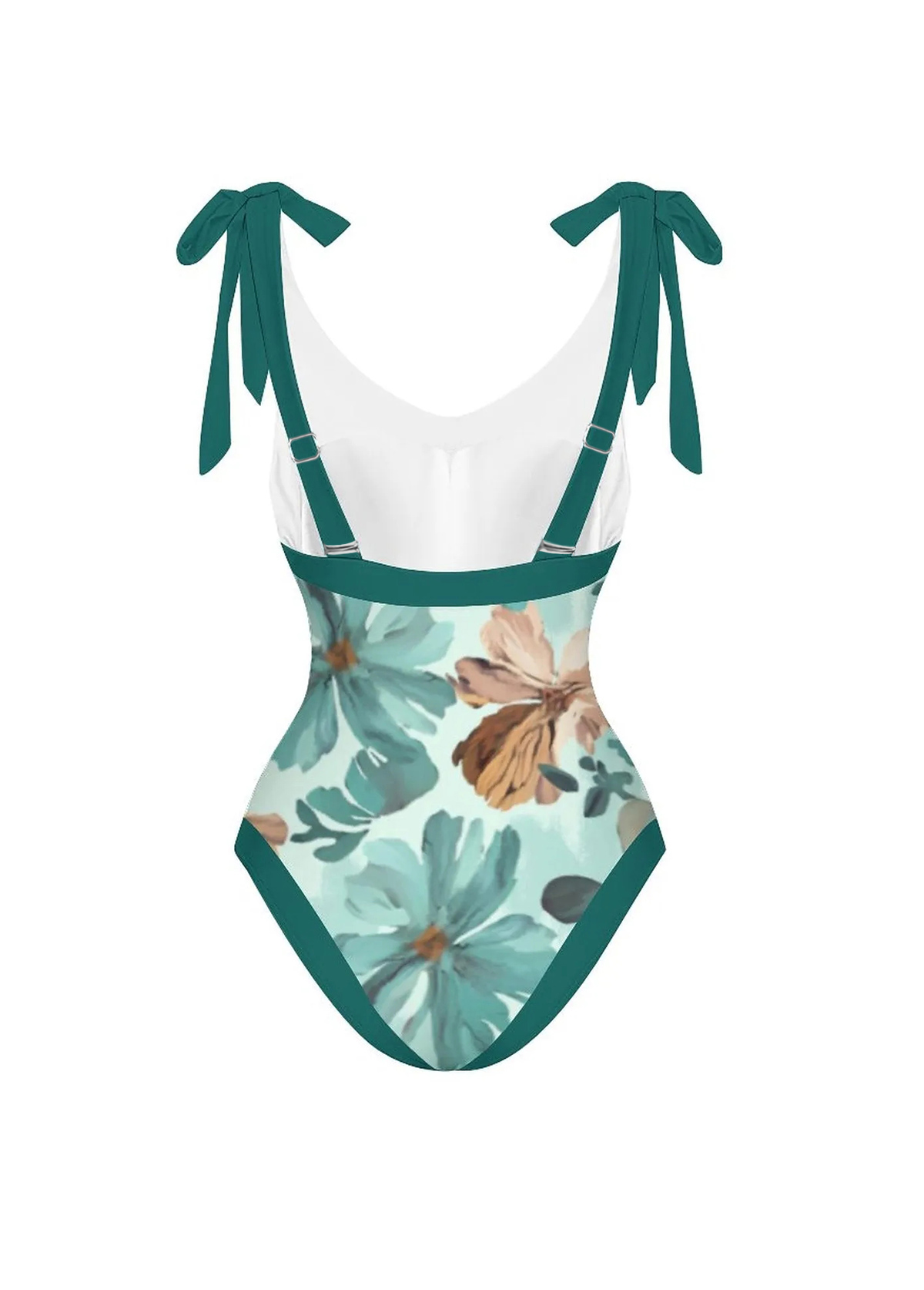 Floral Print Turquoise One Piece Swimwear and Skirt