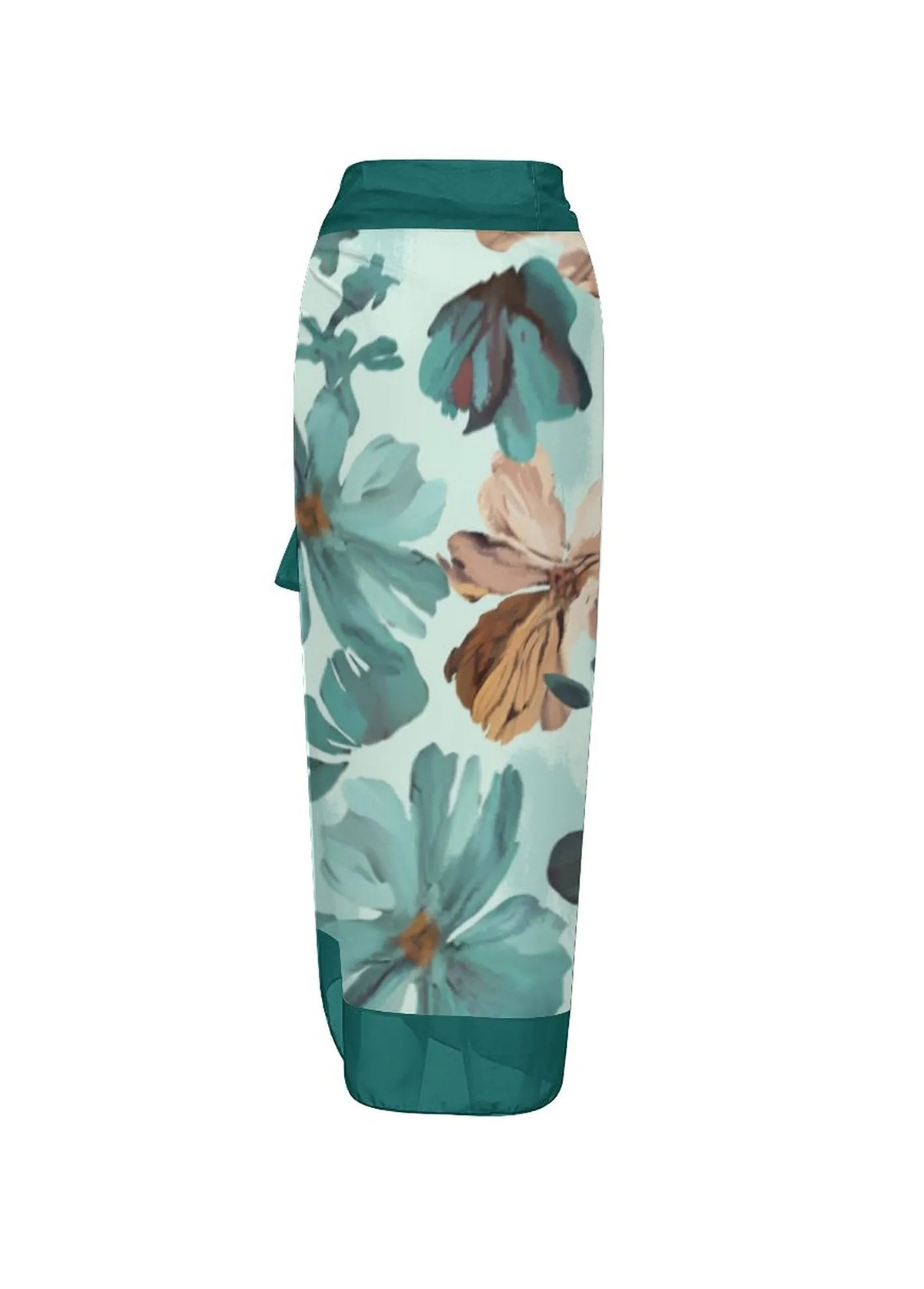 Floral Print Turquoise One Piece Swimwear and Skirt | picture 