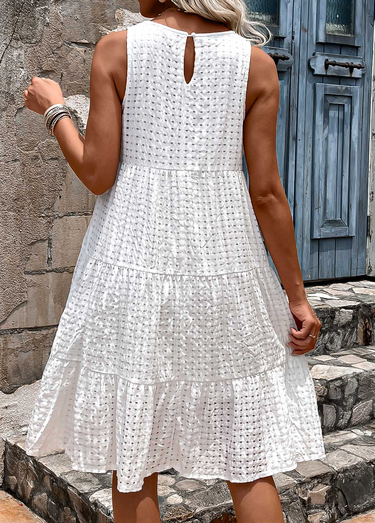 White Breathable Sleeveless Round Neck Dress | picture 