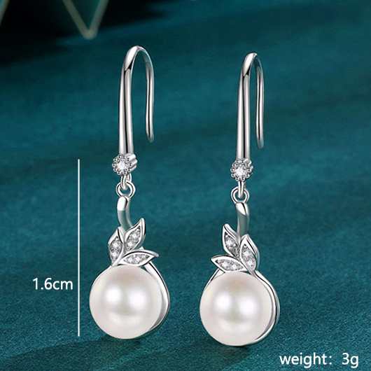 Silvery White Pearl 925 Silver Earring