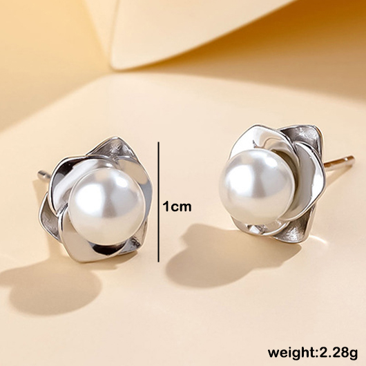 Silvery White Pearl 925 Silver Earrings