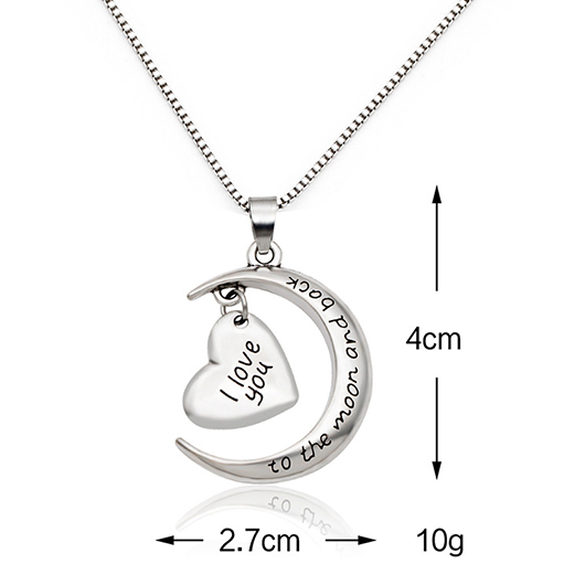 Silvery White Letter Heart Alloy Necklace