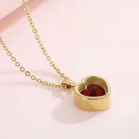 Red Heart Letter Patchwork Pendant Necklace