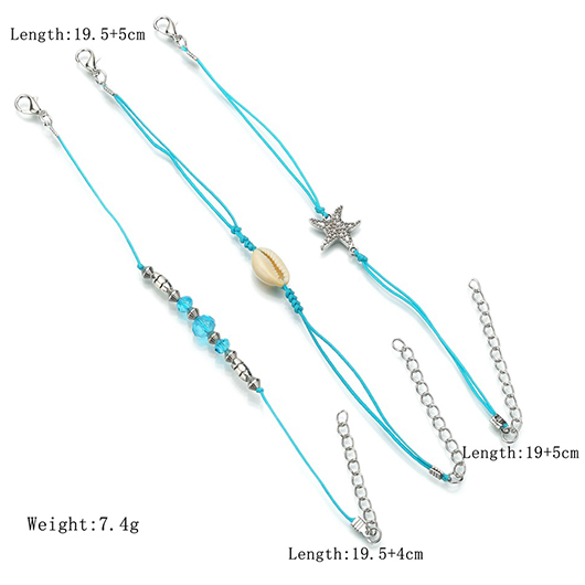 Mint Green Layered Shell Alloy Anklets
