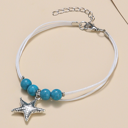 Mint Green Starfish Beaded Layered Anklet