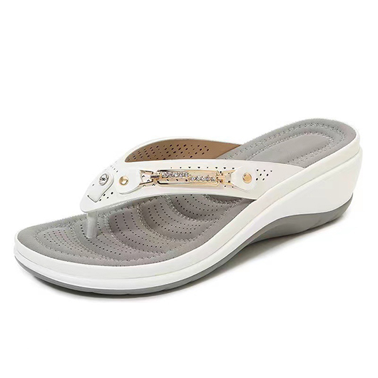 White Open Toe Low Heel Flip Flops | picture 