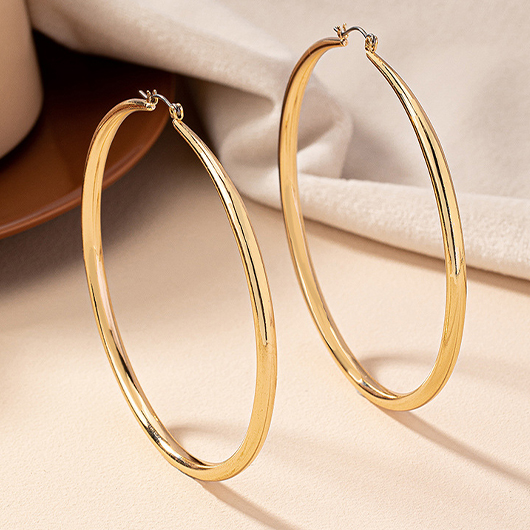 Gold Large Hoop Design Alloy Earrings