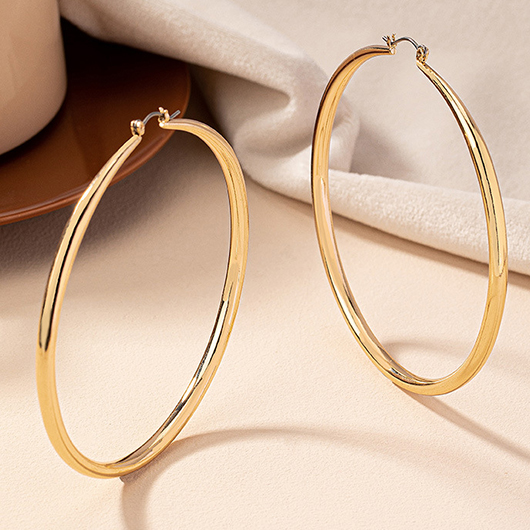 Gold Large Hoop Design Alloy Earrings