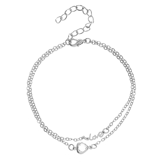 Silvery White Layered Design Alloy Anklet