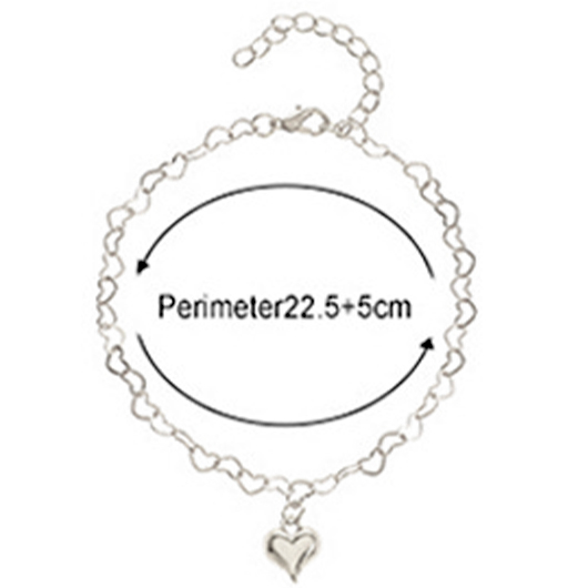 Silvery White Geometric Heart Alloy Anklet