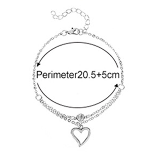 Silvery White Layered Heart Alloy Anklet