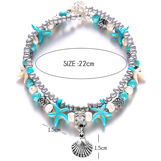 Mint Green Shell Alloy Layered Anklet | picture 