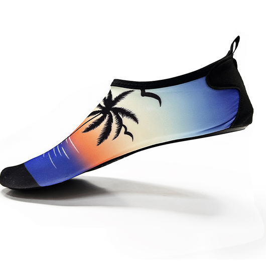 Dark Blue Tropical Plants Print Waterproof Water Shoes