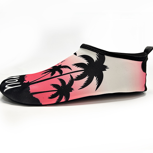 Pink Tropical Plants Print Waterproof Water Shoes