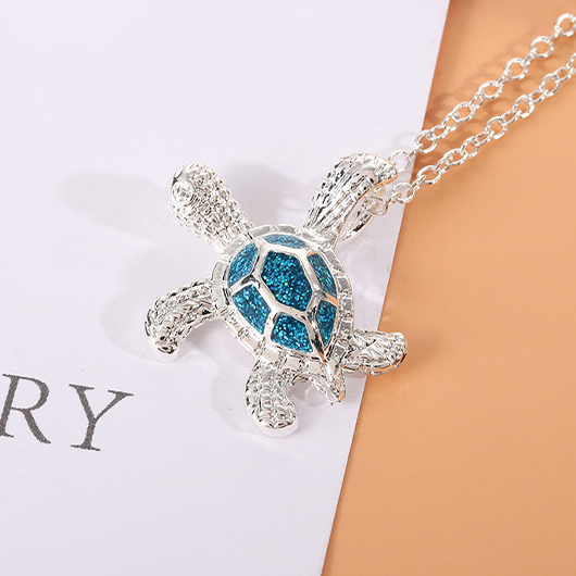 Silvery White Turtle Design Alloy Necklace