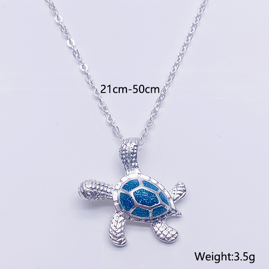 Silvery White Turtle Design Alloy Necklace