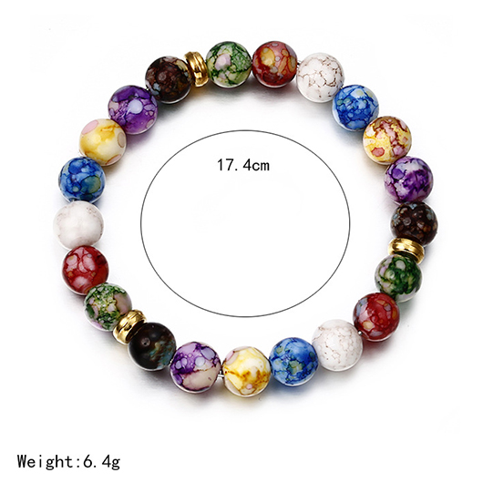 Multi Color Marble Beaded Agate Bracelet