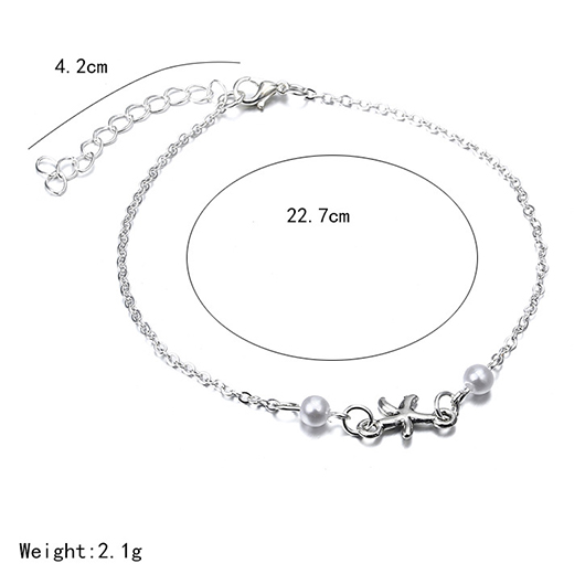 Silvery White Animal Starfish Alloy Anklet