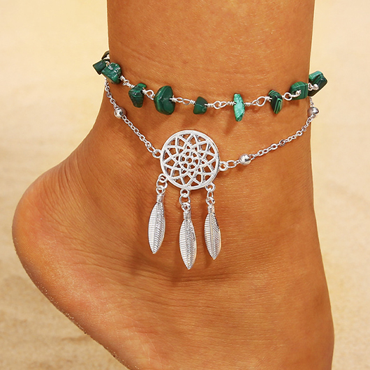 Silvery White Dreamcatcher Hollow Alloy Anklet