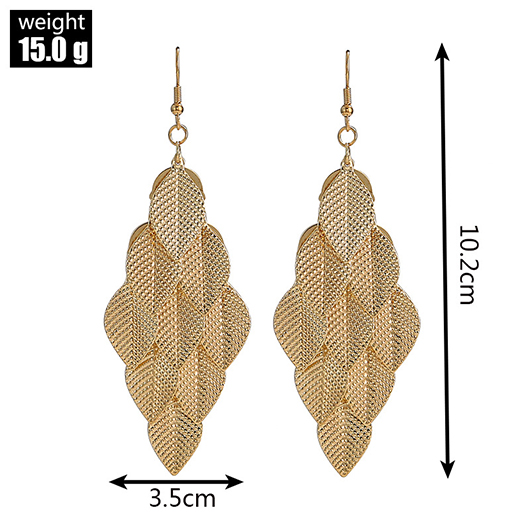 Gold Leaf Layered Alloy Plant Earrings