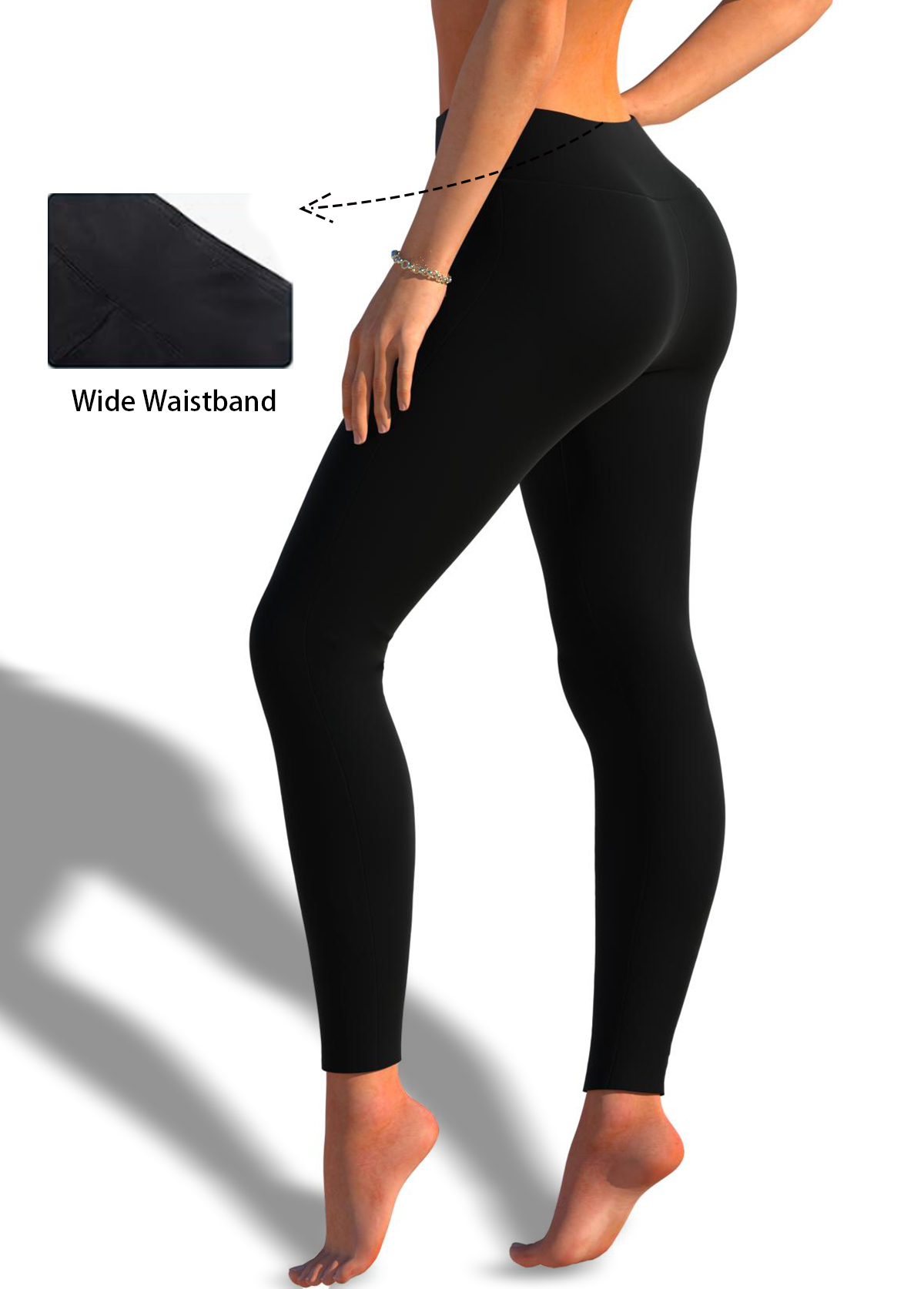 Mid Waisted Wide Waistband Black Swimming Pants