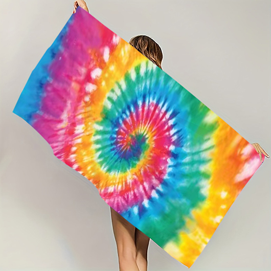 Rainbow Color Tie Dye Print Beach Blanket
