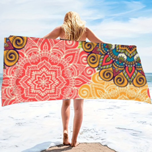 Neon Red Tribal Print Beach Blanket