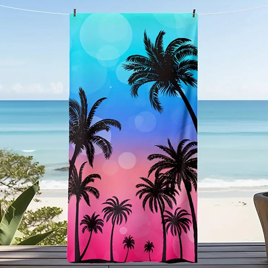 Multi Color Tropical Plants Print Beach Blanket