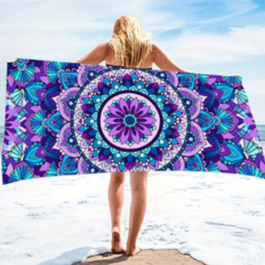 Violet Floral Tribal Print Beach Blanket