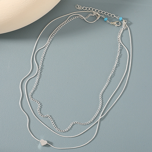 Layered Silvery White Heart Alloy Anklet
