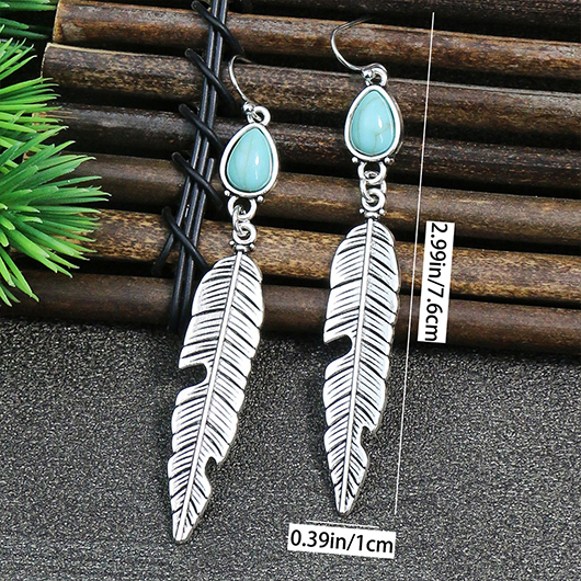 Silvery White Alloy Feathers Design Earrings