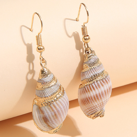 Gold Shell Alloy Conch Detail Earrings