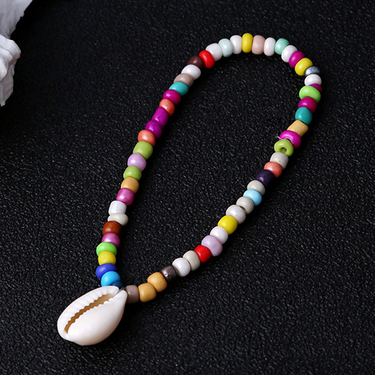 Multi Color Shell Beaded Polyresin Anklet